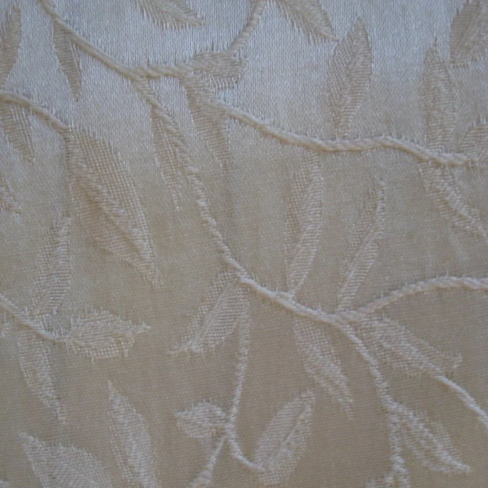 Ivory Jacquard Fabric Shower Curtain Off White Textured Leaf Design 70